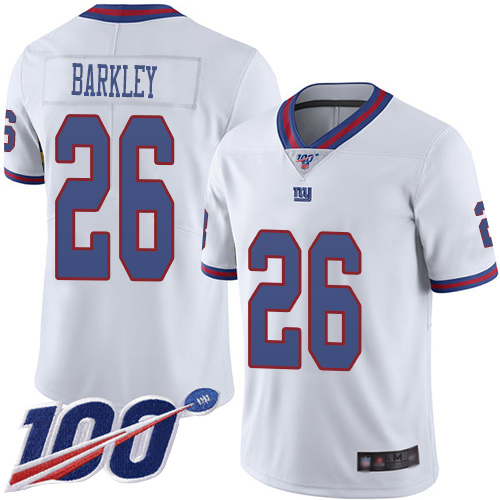 Men New York Giants 26 Saquon Barkley Limited White Rush Vapor Untouchable 100th Season Football NFL Jersey